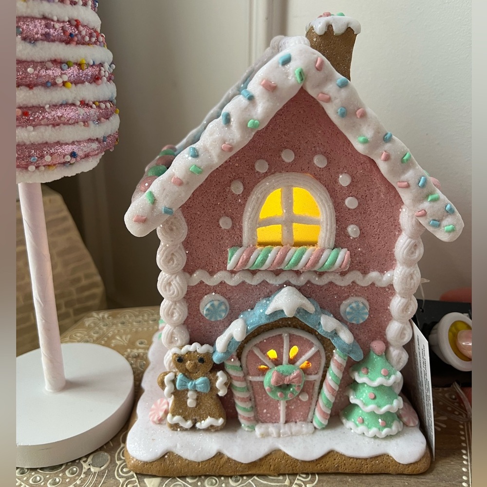 Pink Christmas Gingerbread House